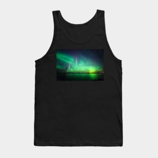 Northern lights over lake Tank Top